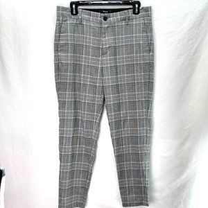 Bershka Men's Plaid Skinny Cropped Trousers Grey - Size 31